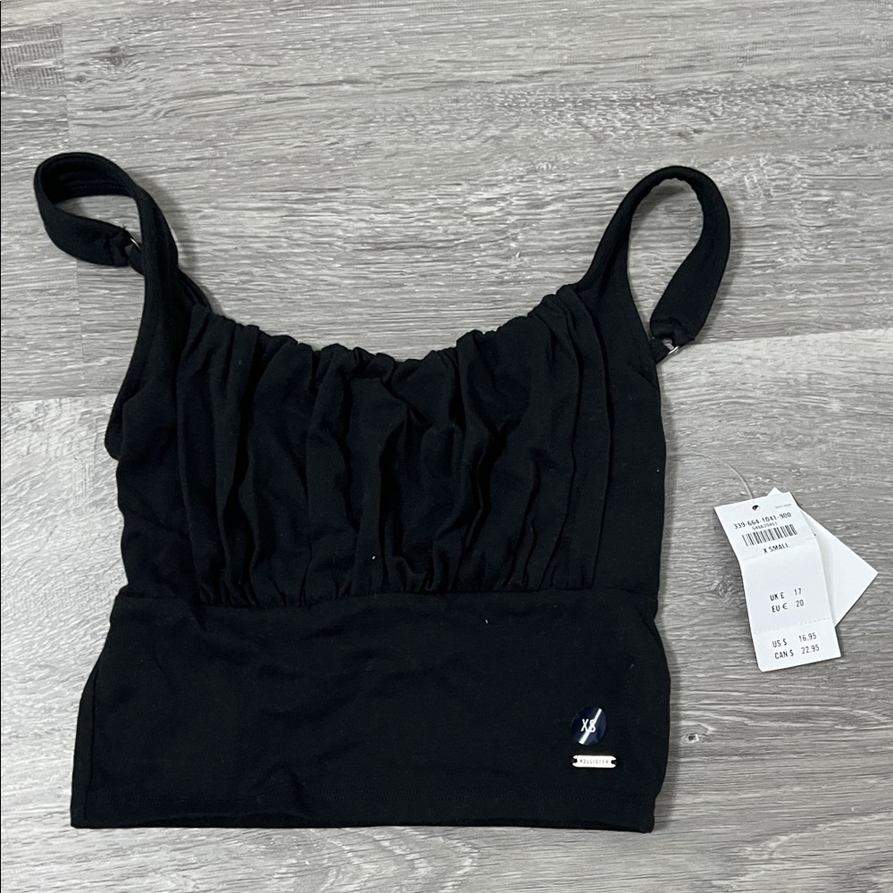 Hollister Black Ruched Crop Top